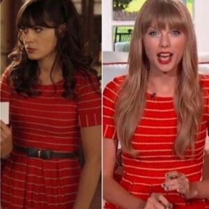 Anthro Bordeaux Red Scallop Dress  made famous by Taylor and Jessie. #810